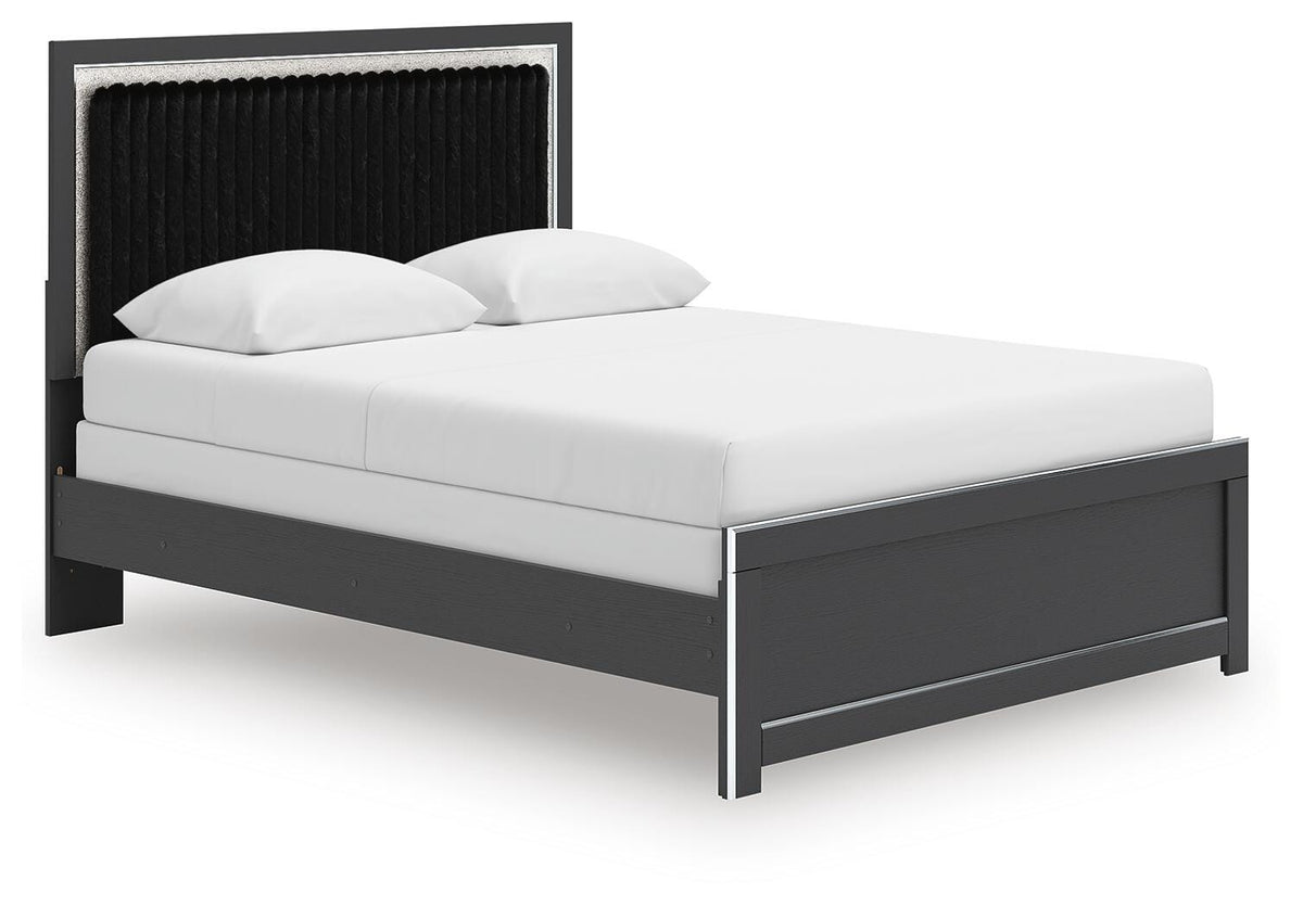Zuraleus Queen Upholstered Panel Bed, Dresser and Mirror