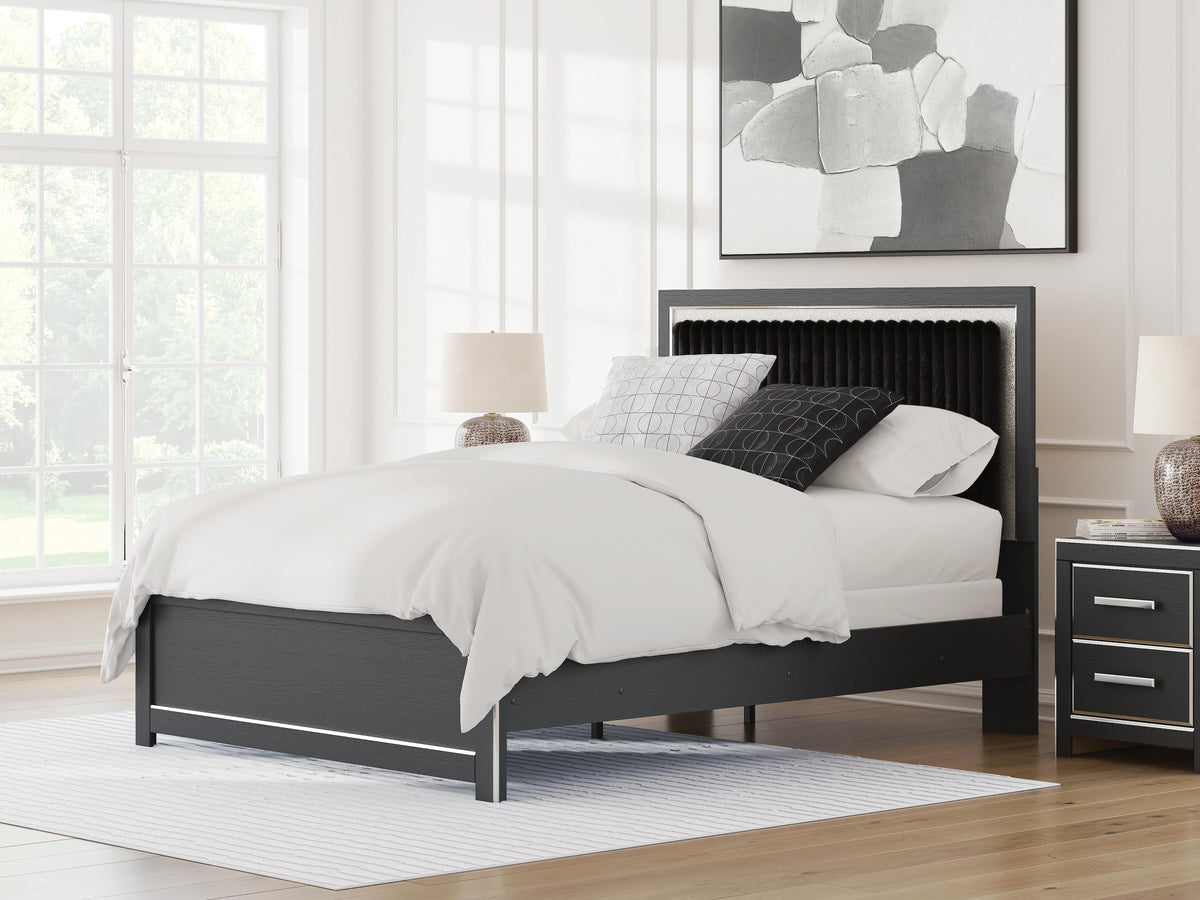 Zuraleus Queen Upholstered Panel Bed, Dresser and Mirror