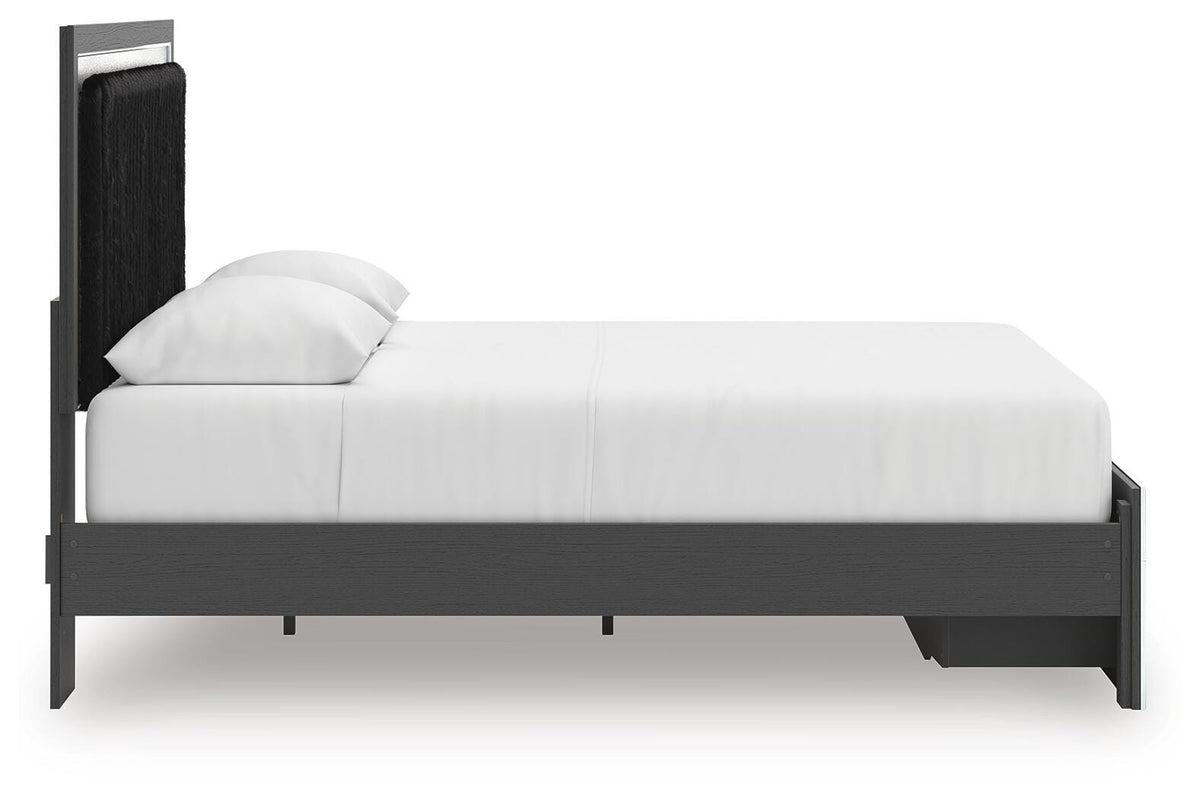 Zuraleus Queen Upholstered Panel Platform Storage Bed, Dresser and Mirror