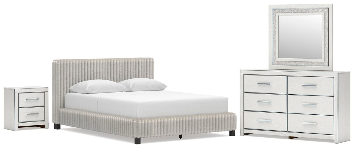 Zuraleus Upholstered Bed Set - Queen, Dresser, Mirror and Nightstand