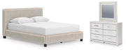 Zuraleus Upholstered Bed Set - Queen, Dresser and Mirror