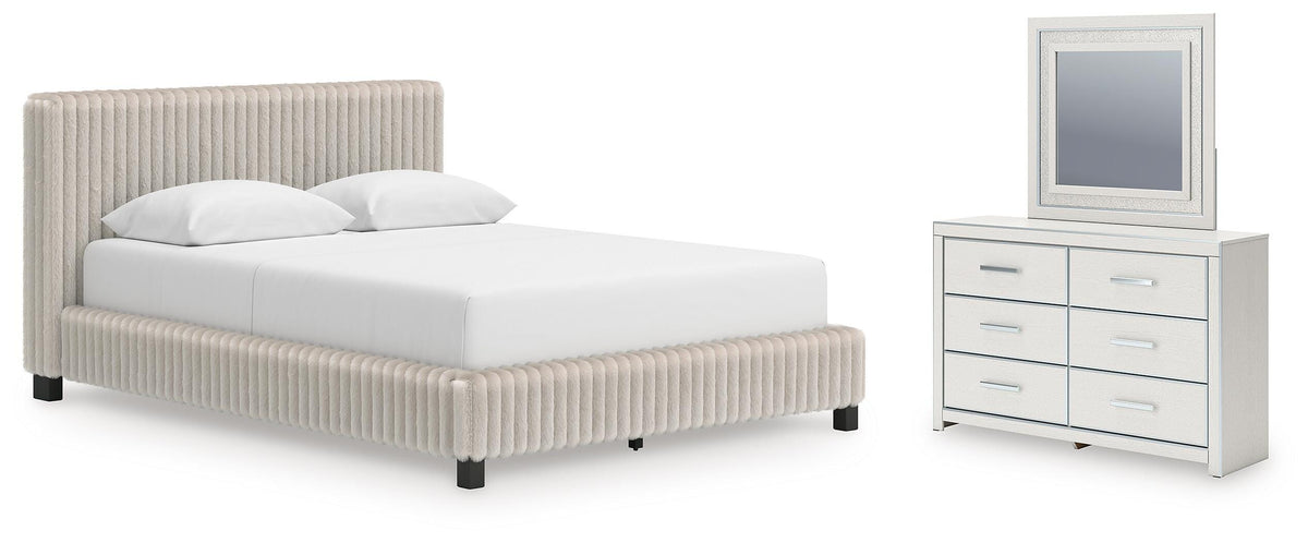 Zuraleus Upholstered Bed Set - Queen, Dresser and Mirror