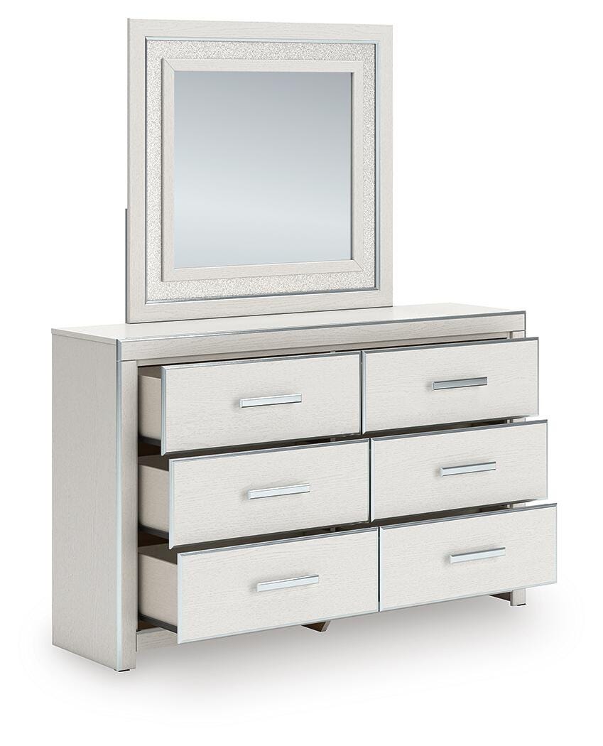 Zuraleus King Upholstered Panel Bed, Dresser, Mirror and Nightstand