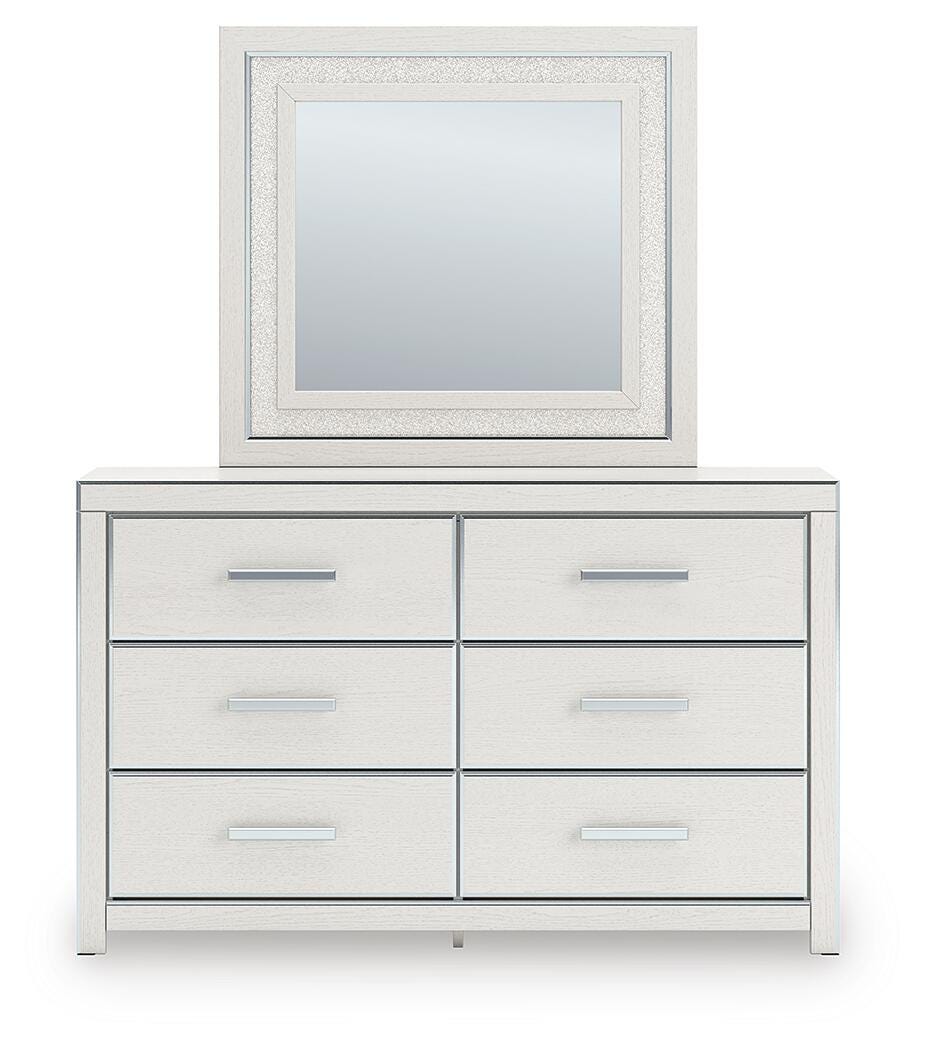 Zuraleus Queen Upholstered Panel Platform Bed, Dresser and Mirror
