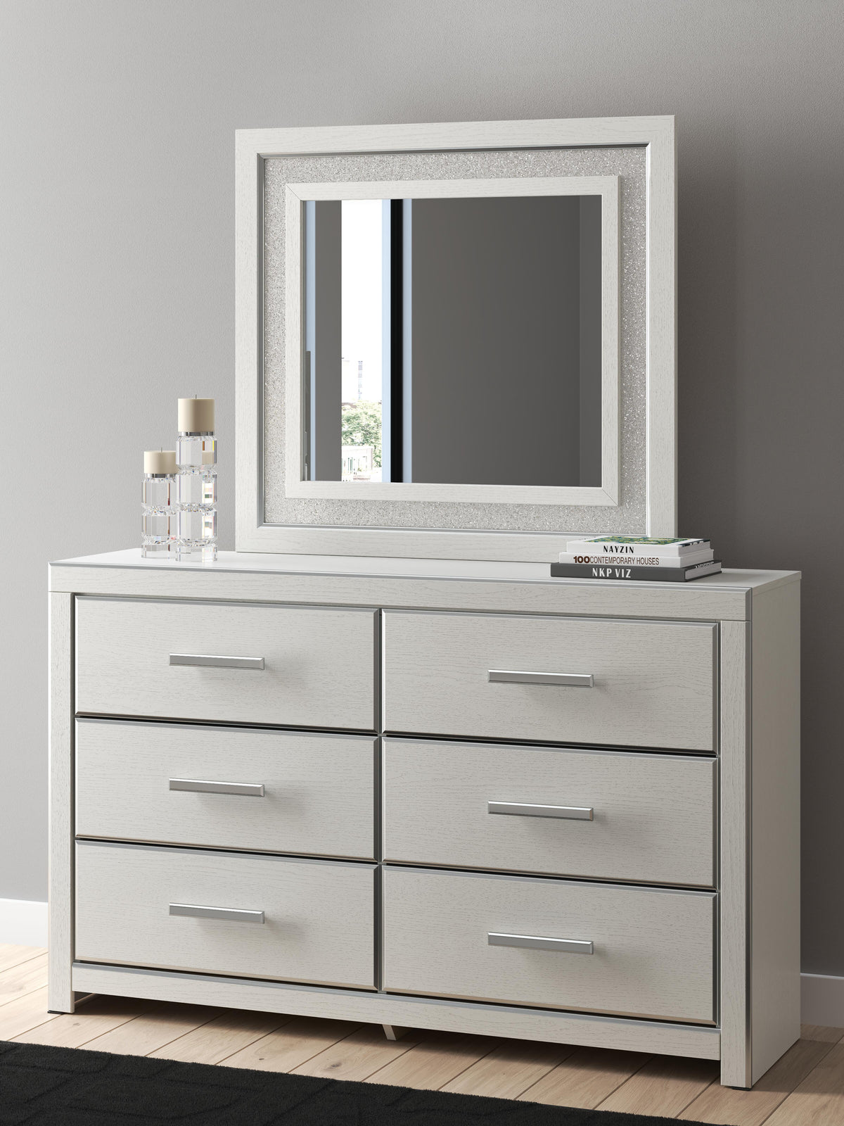 Zuraleus Queen Upholstered Panel Bed, Dresser, Mirror and Nightstand