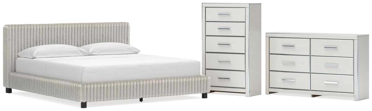 Zuraleus Upholstered Bed Set - California King, Dresser and Chest