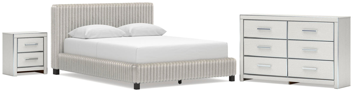 Zuraleus Upholstered Bed Set - Queen, Dresser and Nightstand