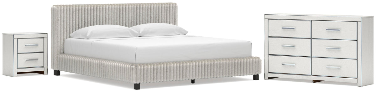 Zuraleus Upholstered Bed Set - King, Dresser and Nightstand
