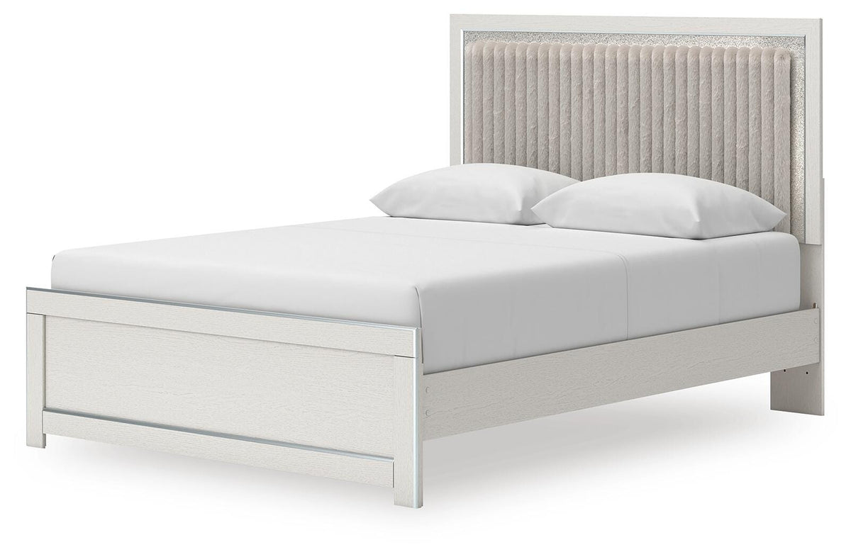 Zuraleus Queen Upholstered Panel Platform Bed, Dresser, Mirror and Nightstand