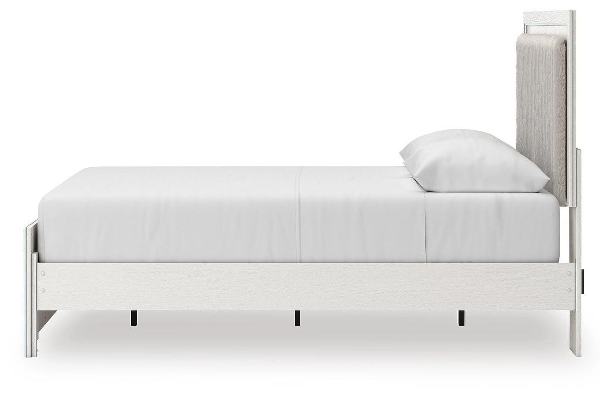 Zuraleus Queen Upholstered Panel Platform Bed, Dresser, Mirror and Nightstand