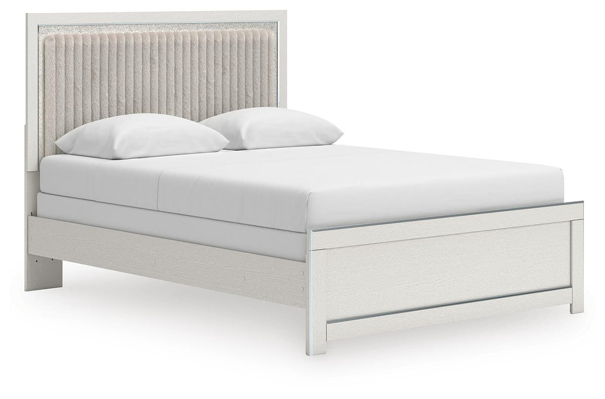Zuraleus Queen Upholstered Panel Bed, Dresser, Mirror and Nightstand