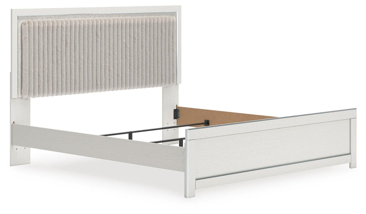Zuraleus King Upholstered Panel Bed, Dresser, Mirror and Nightstand