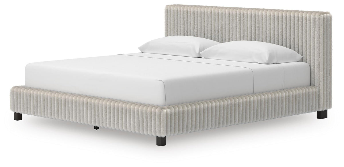 Zuraleus Upholstered Bed Set - King, Chest and Nightstand