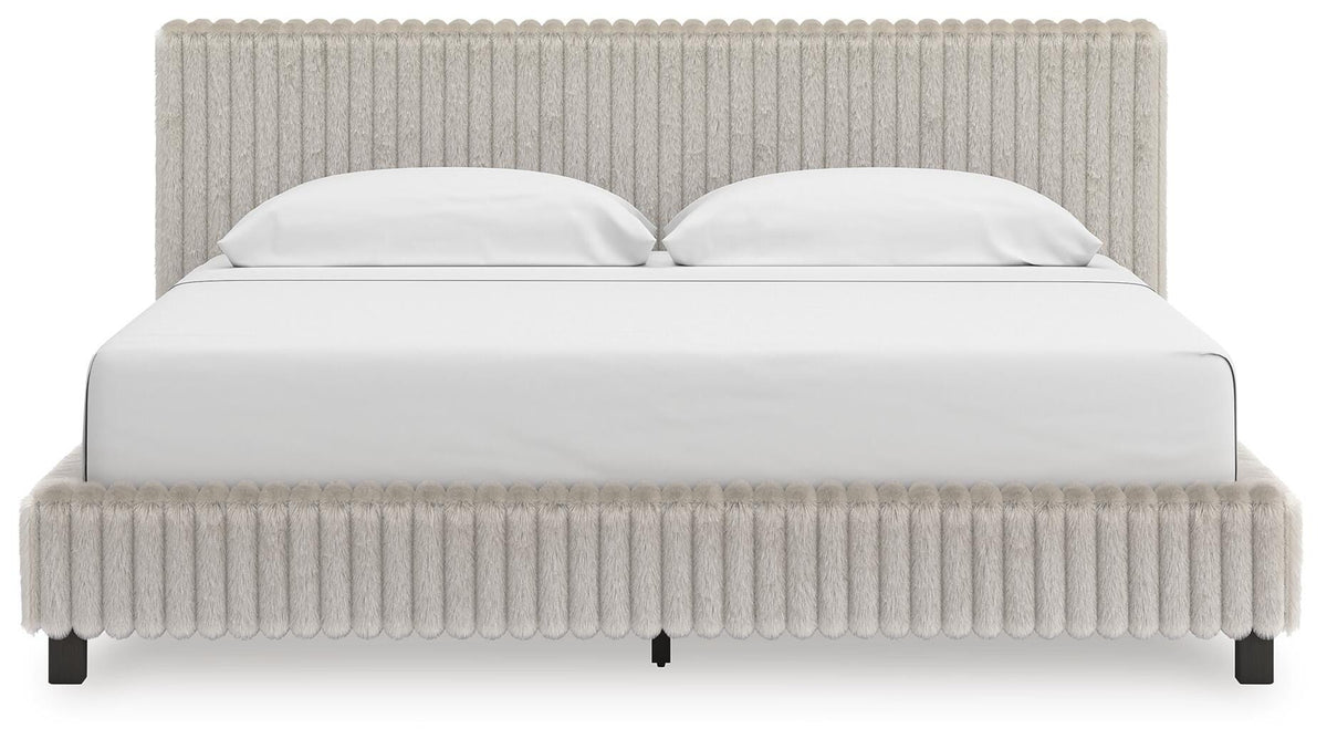 Zuraleus Upholstered Bed Set - King, Chest and Nightstand