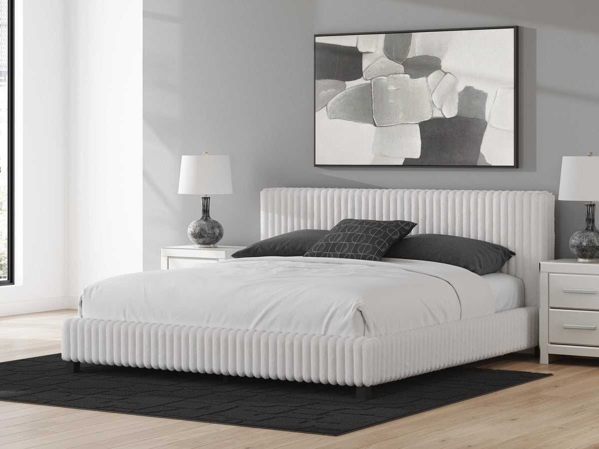 Zuraleus Upholstered Bed Set - King, Chest and Nightstand