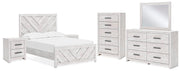 Cayboni Full Panel Bed, Dresser, Mirror, Chest and 2 Nightstands