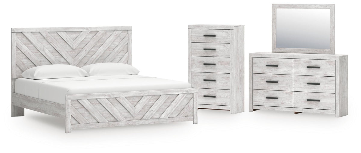 Cayboni King Panel Bed, Dresser, Mirror and Chest