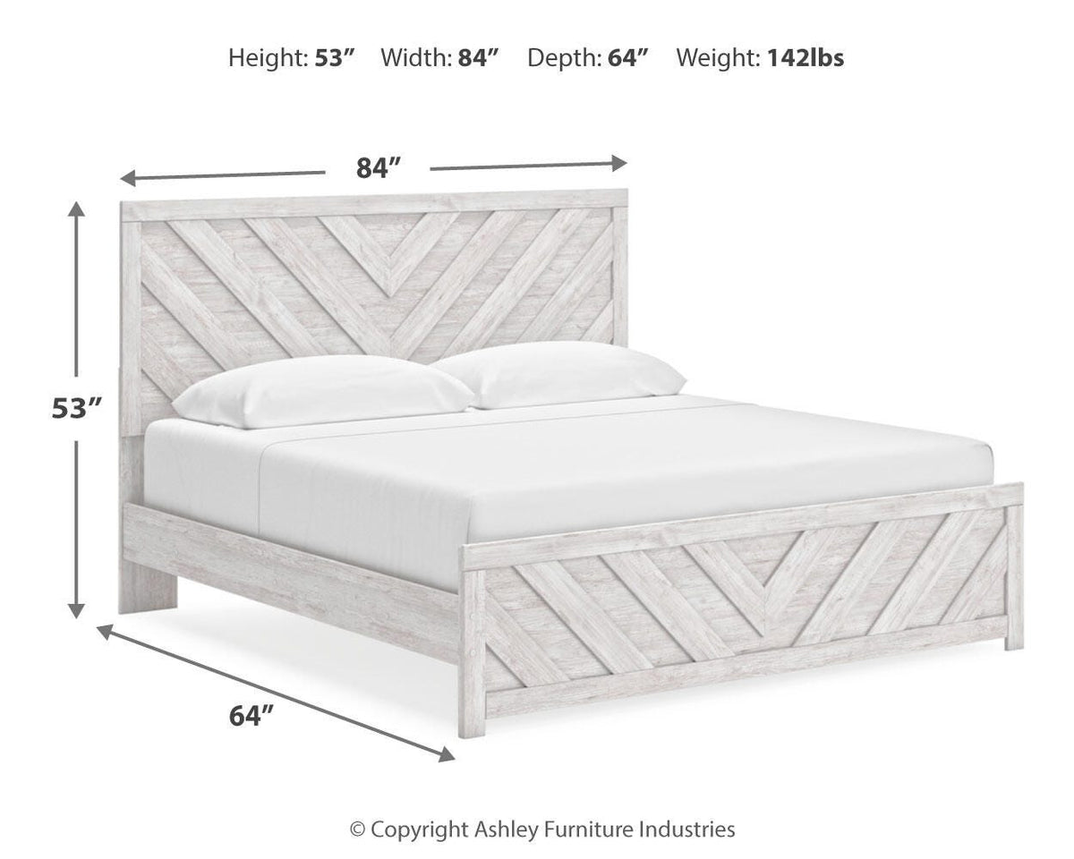 Cayboni King Panel Bed, Dresser, Mirror, Chest and 2 Nightstands