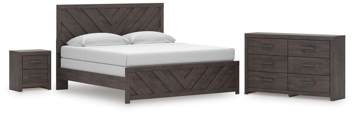 Prendonea King Panel Bed, Dresser and Nightstand