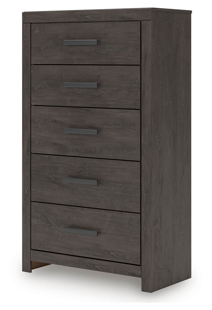 Prendonea Full Panel Bed, Dresser, Mirror, Chest and Nightstand