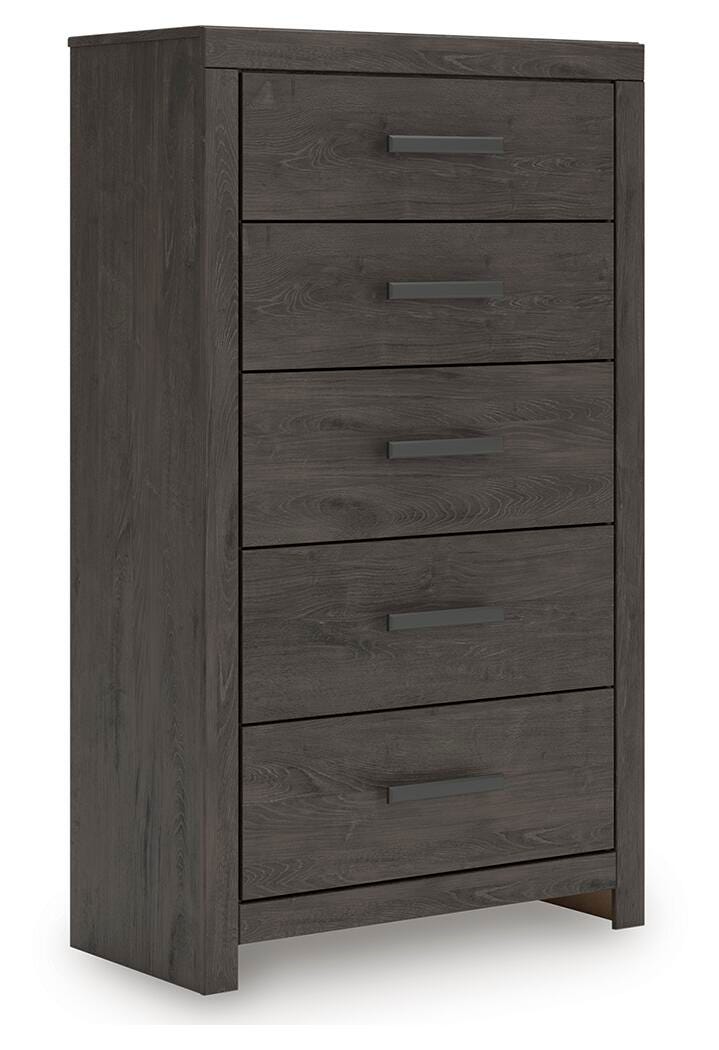 Prendonea Full Panel Bed, Dresser, Mirror, Chest and Nightstand