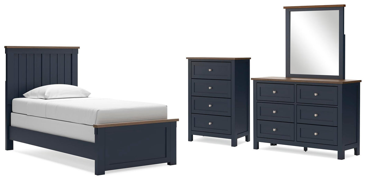 Landocken Panel Bed Set - Twin, Dresser, Mirror and Chest