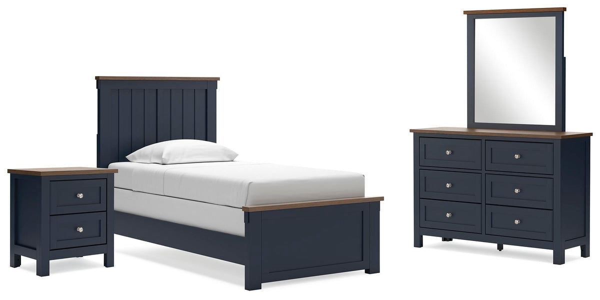 Landocken Panel Bed Set - Twin, Dresser, Mirror and Nightstand