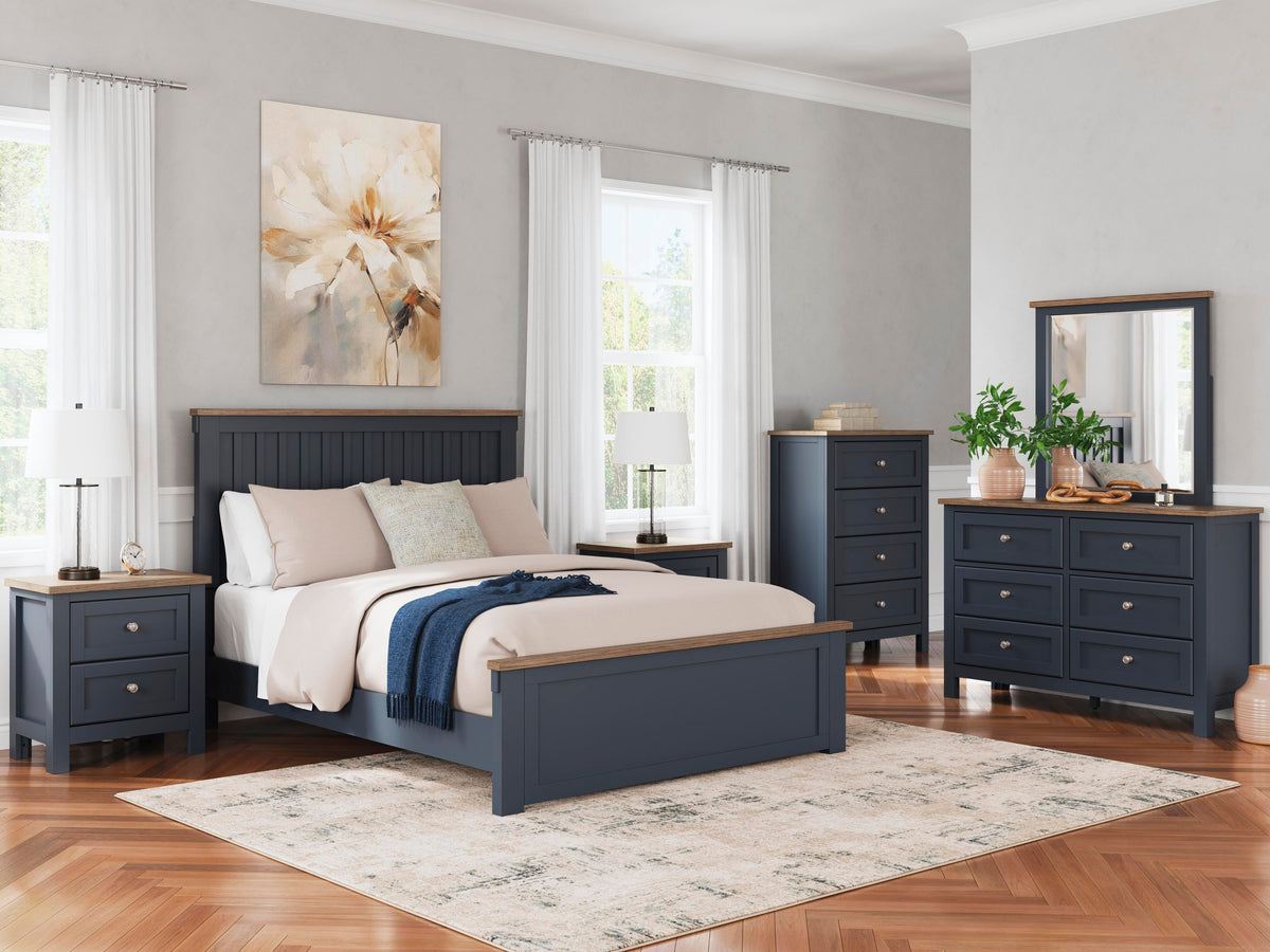 Landocken Panel Bed Set - Queen, 2 Nightstands