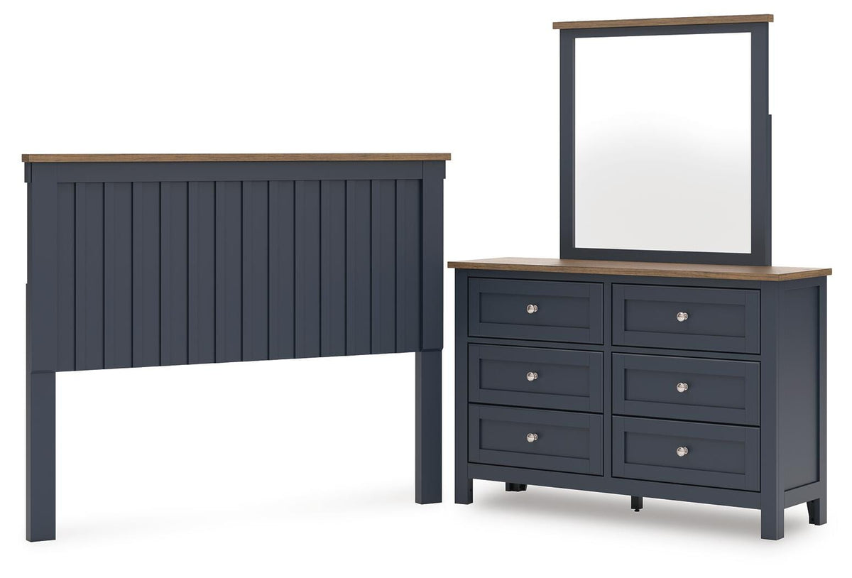 Landocken Panel Headboard Set - Queen, Dresser and Mirror