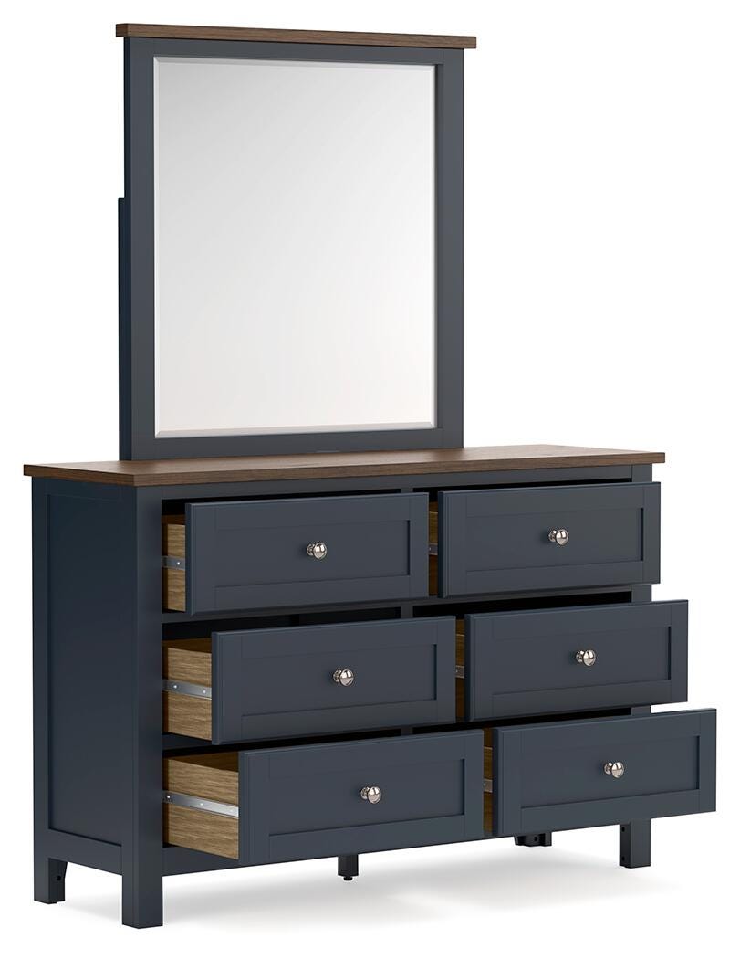 Landocken Panel Bed Set - Twin, Dresser and Mirror