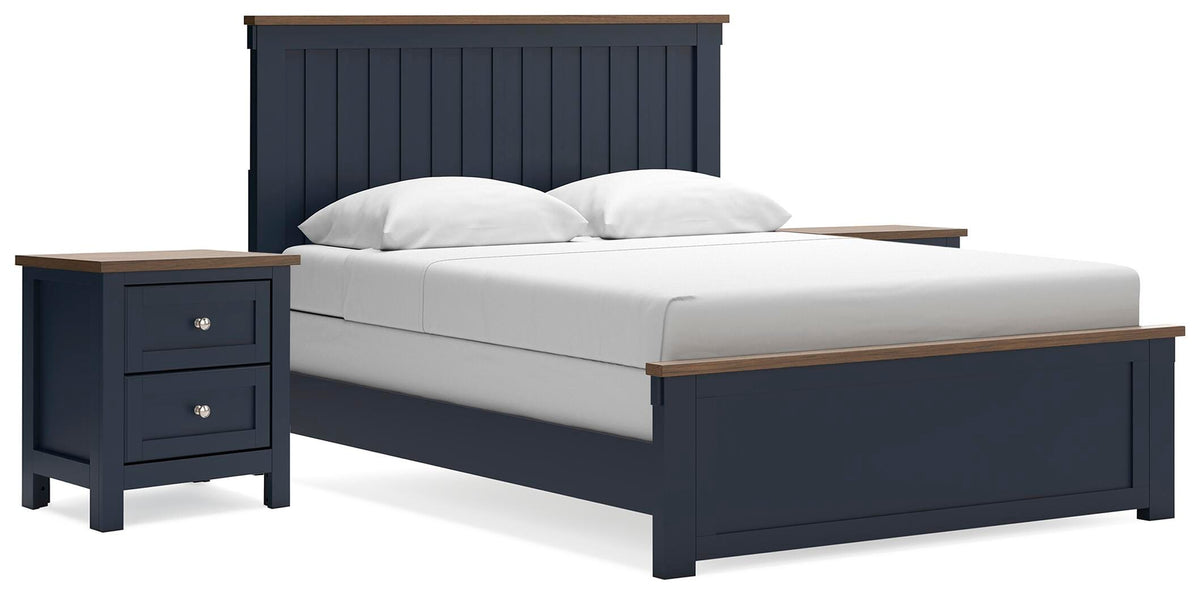 Landocken Panel Bed Set - Queen, 2 Nightstands
