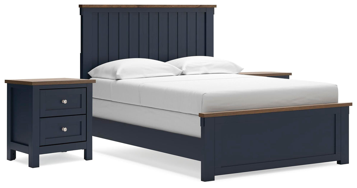 Landocken Panel Bed Set - Full, 2 Nightstands