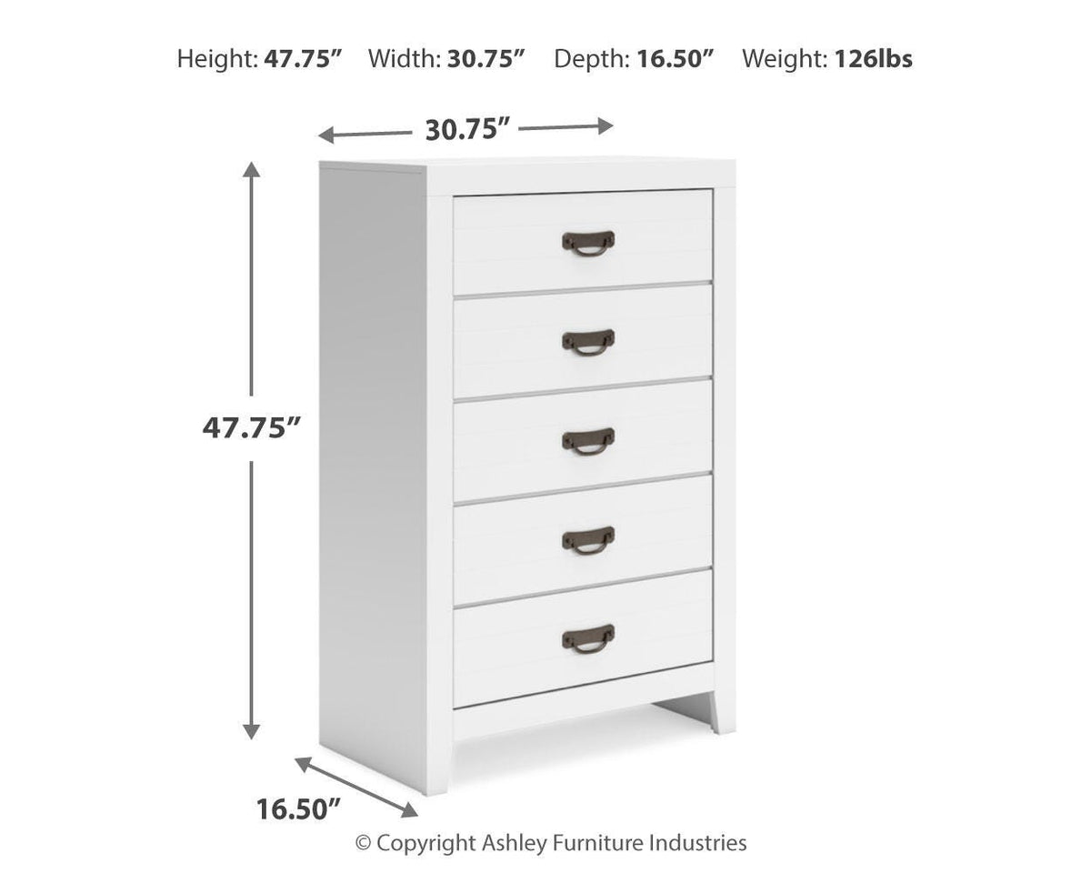 Binterglen Twin Panel Bed, Dresser, Mirror, Chest and 2 Nightstands
