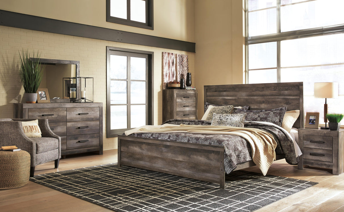 Wynnlow Panel Bed Set - Queen, Mirrored Dresser and Chest
