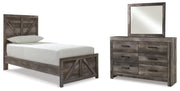 Wynnlow Twin Crossbuck Panel Bed, Dresser and Mirror