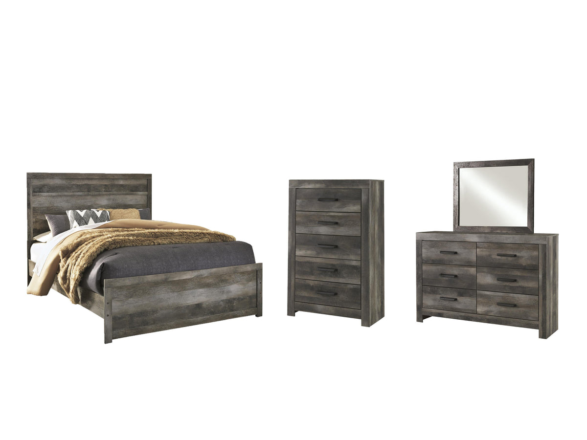 Wynnlow Panel Bed Set - Queen, Mirrored Dresser and Chest