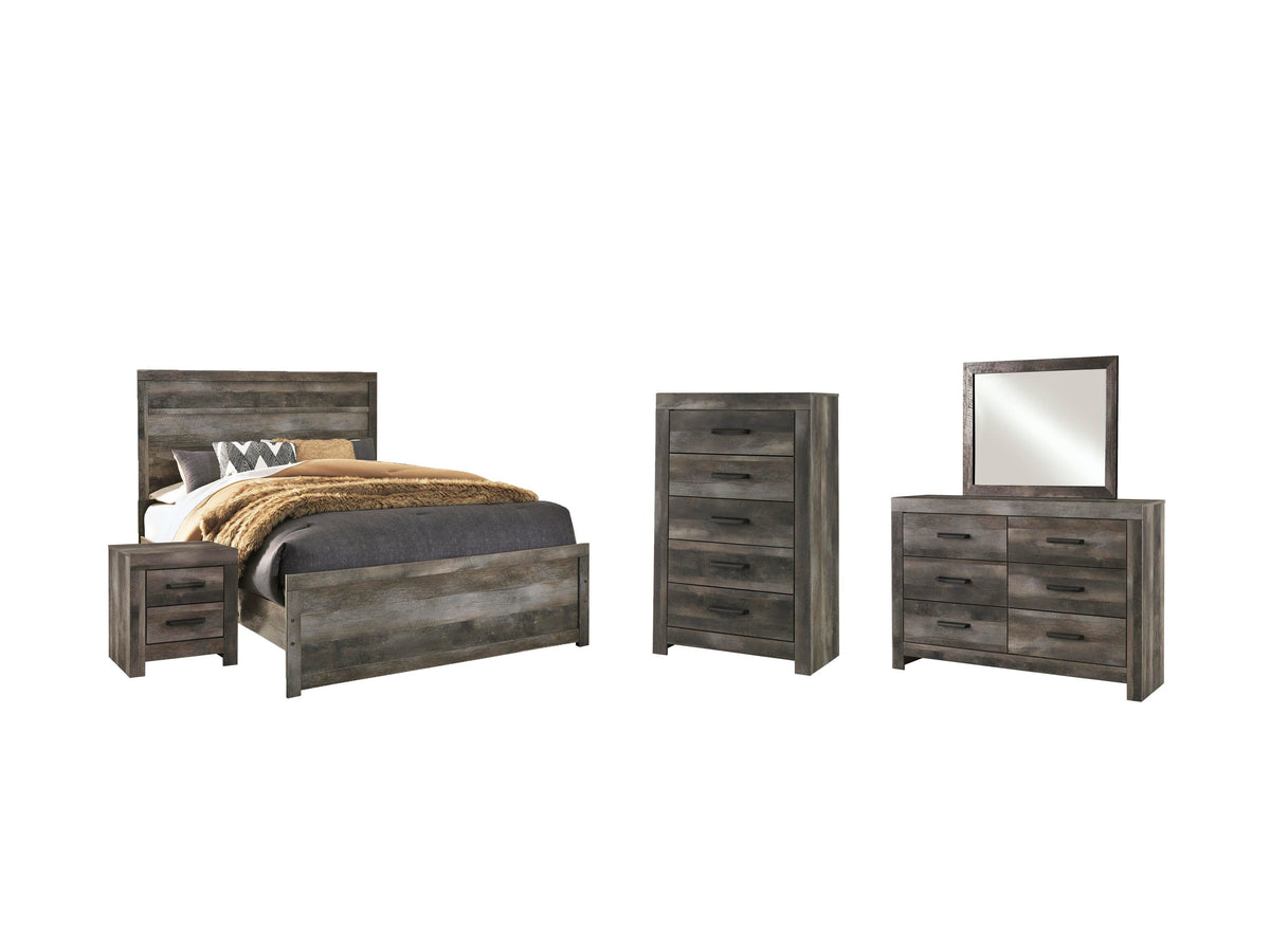 Wynnlow Panel Bed Set - Queen, Mirrored Dresser, Chest and Nightstand