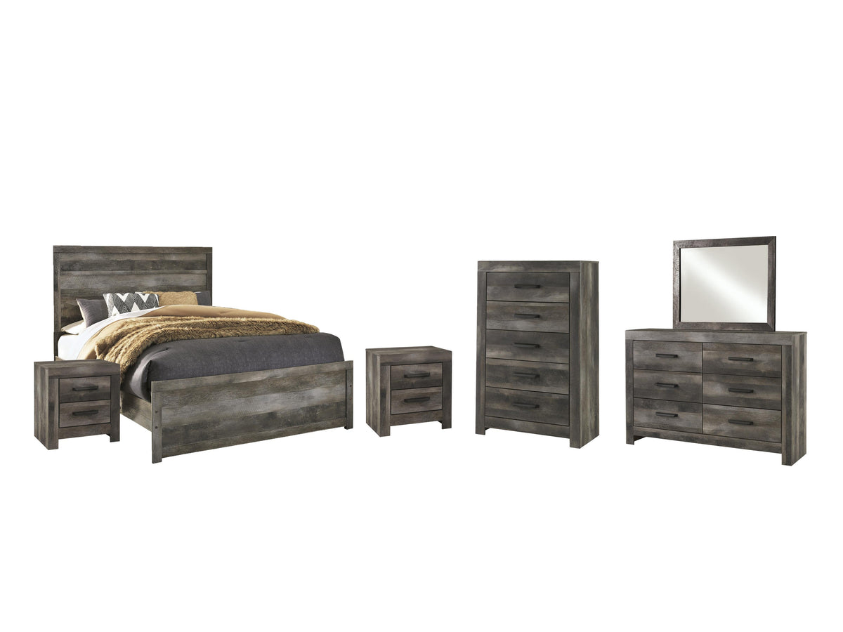 Wynnlow Panel Bed Set - Queen, Mirrored Dresser, Chest and 2 Nightstands