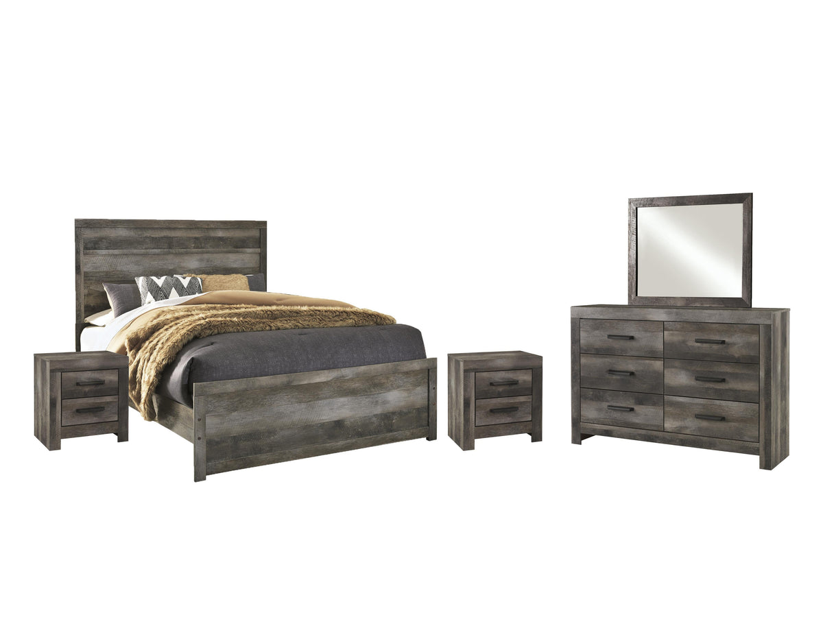 Wynnlow Panel Bed Set - Queen, Mirrored Dresser and 2 Nightstands