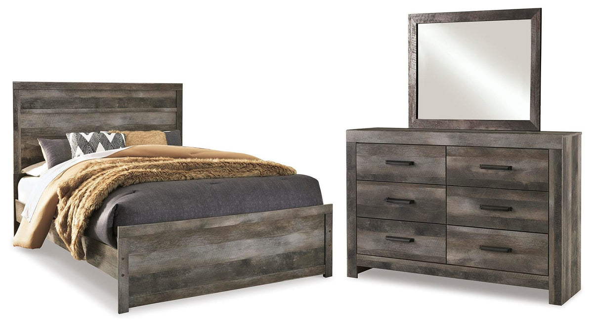 Wynnlow Panel Bed Set - Queen, Mirrored Dresser