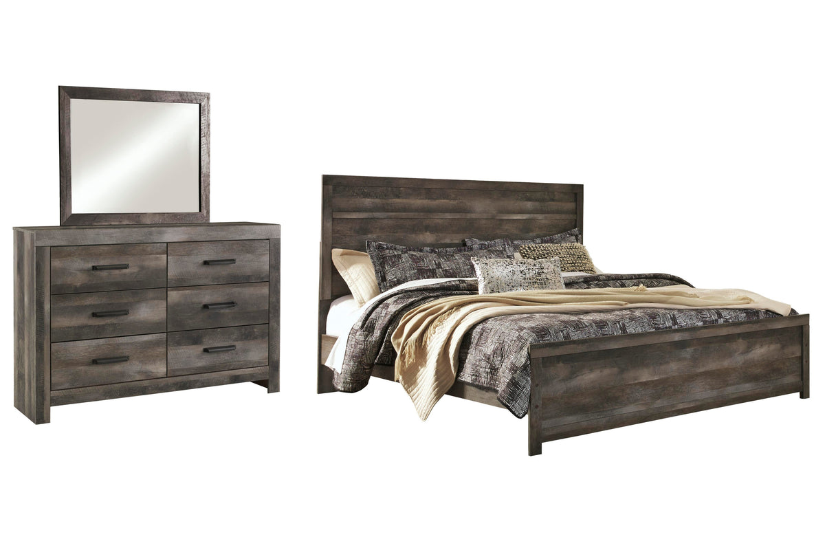 Wynnlow Panel Bed Set - King, Mirrored Dresser