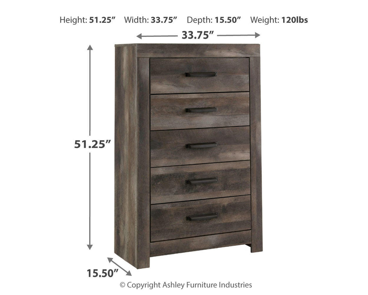 Wynnlow Panel Bed Set - King, Mirrored Dresser and Chest