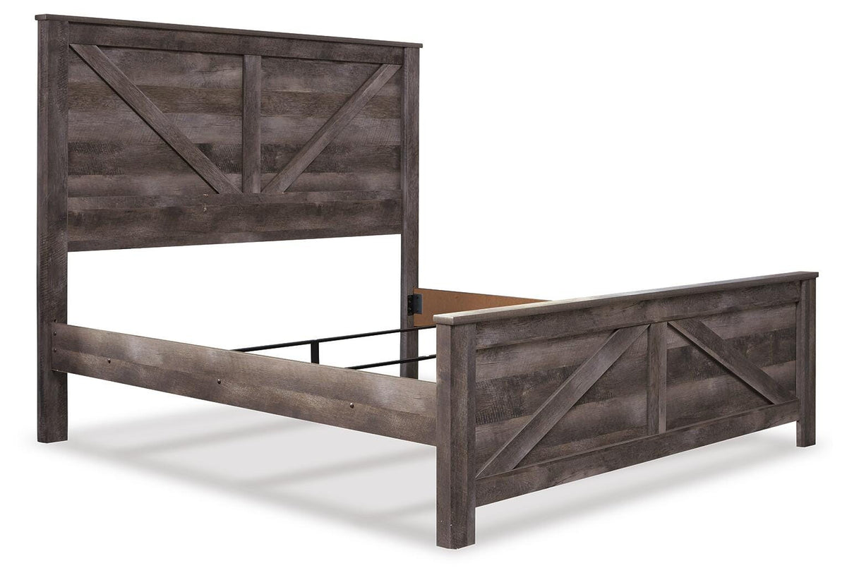 Wynnlow Crossbuck Panel Bed Set - King, Mirrored Dresser and 2 Nightstands