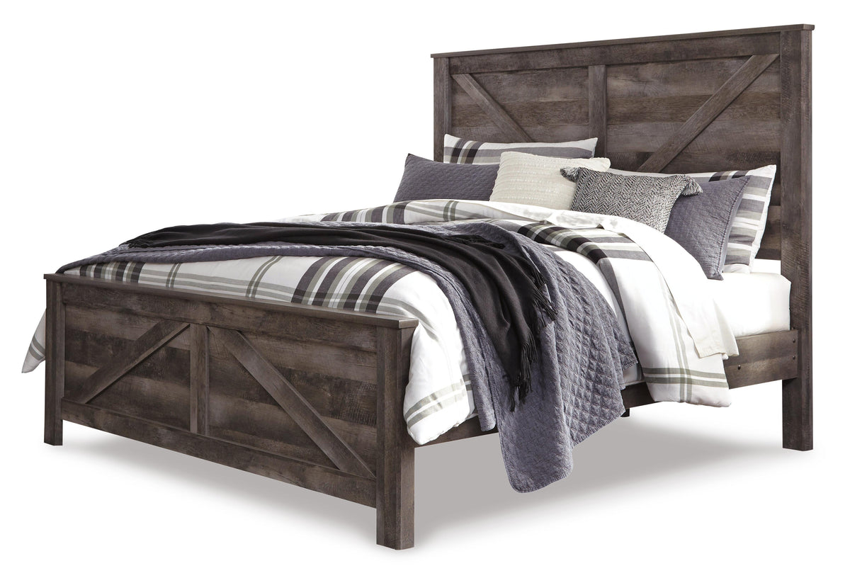 Wynnlow Crossbuck Panel Bed Set - King, Mirrored Dresser