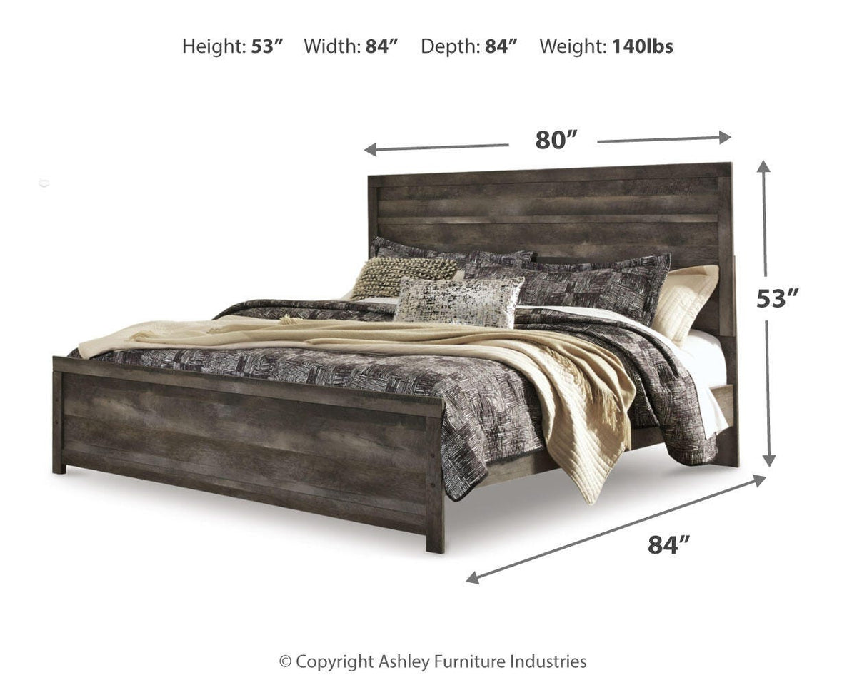 Wynnlow Panel Bed Set - King, Mirrored Dresser, Chest and 2 Nightstands