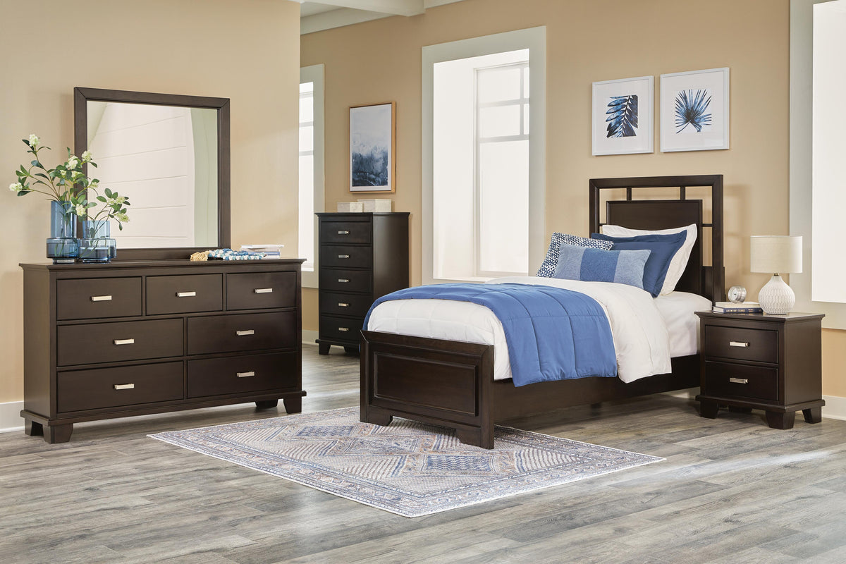 Covetown Panel Bed Set - Twin, Dresser and Nightstand