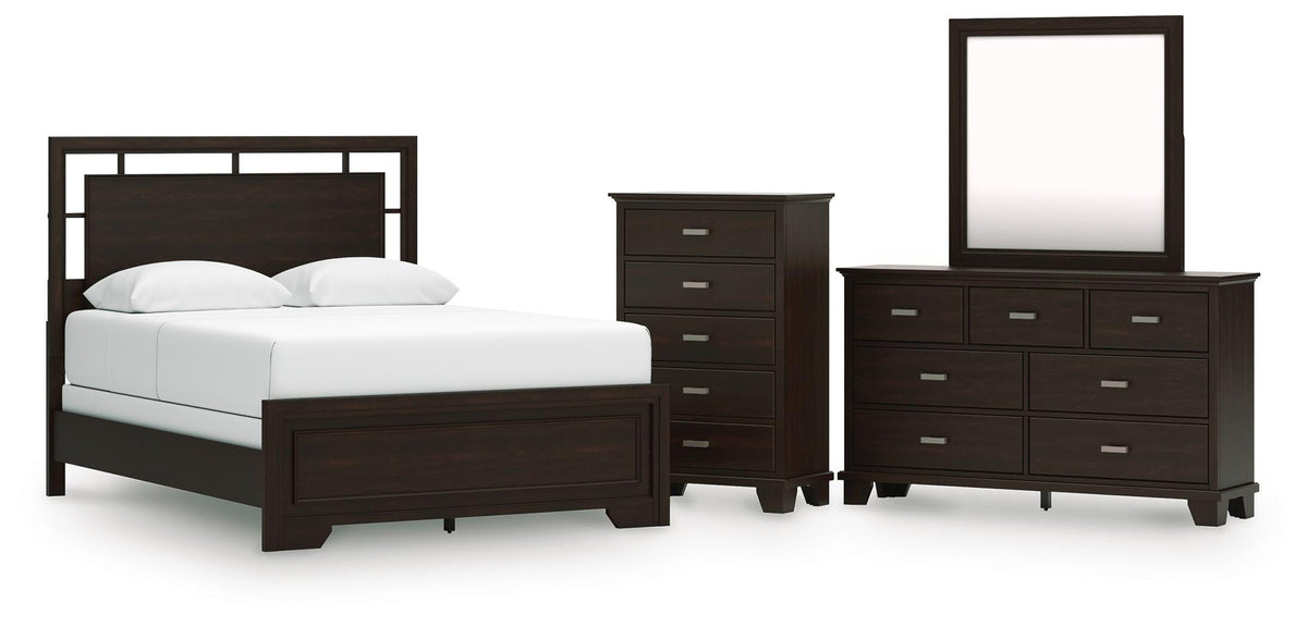 Covetown Panel Bed Set - Queen, Dresser, Mirror and Chest