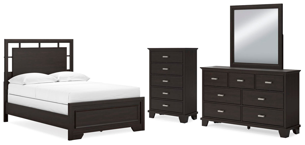 Covetown Panel Bed Set - Full, Dresser, Mirror and Chest