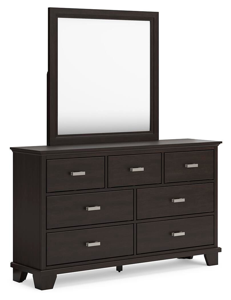 Wynnlow Panel Bed Set - King, Mirrored Dresser and 2 Nightstands