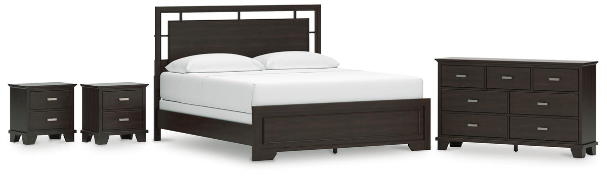 Covetown Panel Bed Set - California King, Dresser and 2 Nightstands